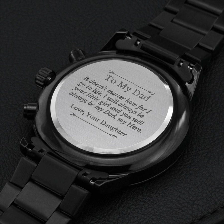To My Dad - You Are My Dad My Hero - Engraved Watch For Men Engraving Chronograph Watch