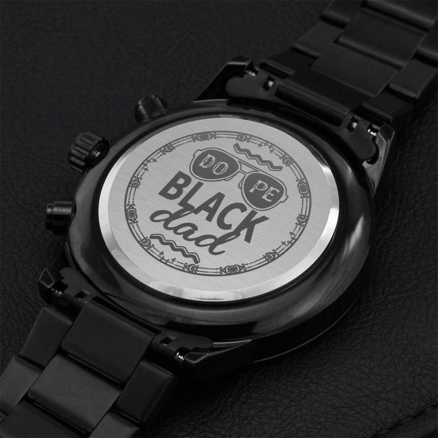 Dope Black Dad 1 Engraving Chronograph Watch