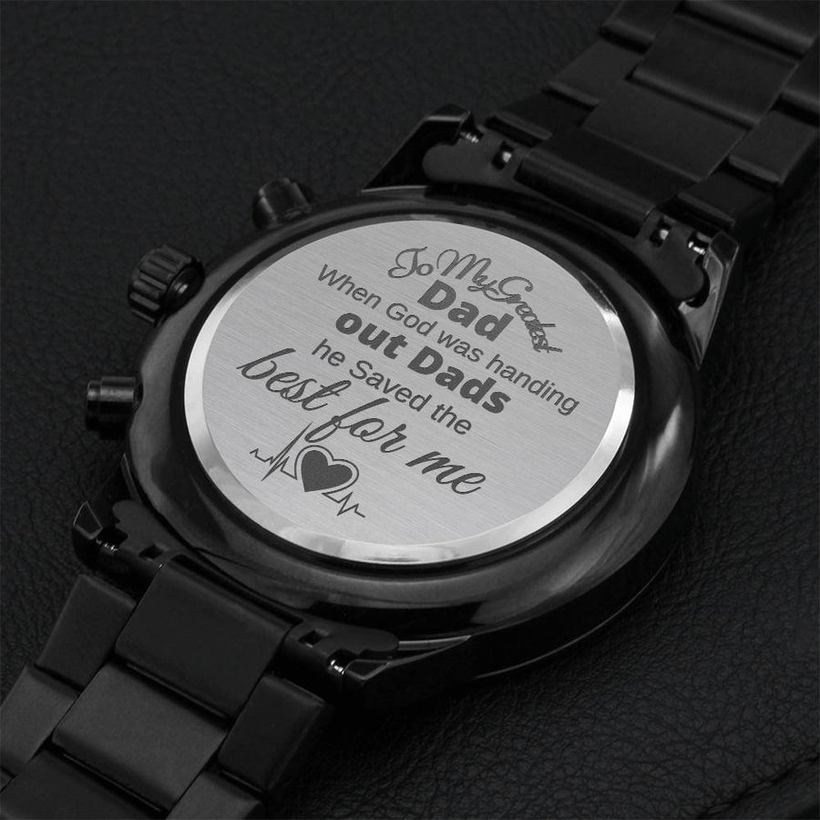 To My Greatest Dad Ever Engraving Chronograph Watch