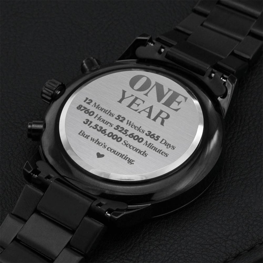 Anniversary Gifts For Boyfriend 1 Year - One Year Anniversary Gift For Him Engraving Chronograph Watch