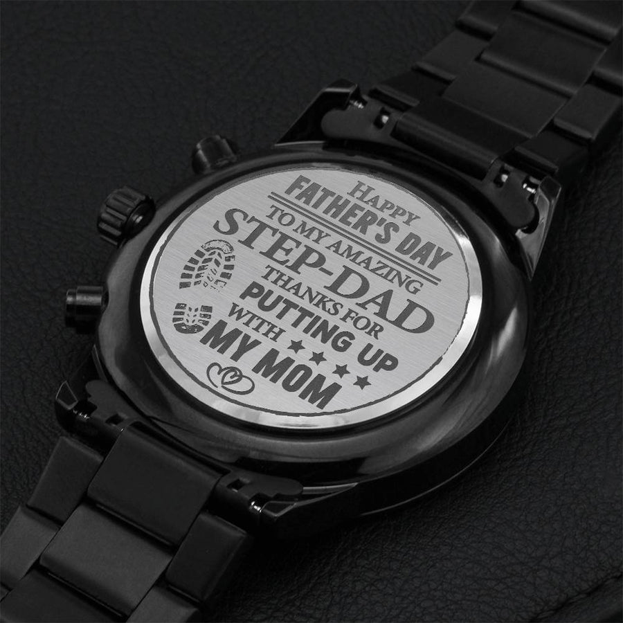 Happy Father's Day To My Amazing Step-dad Engraving Chronograph Watch
