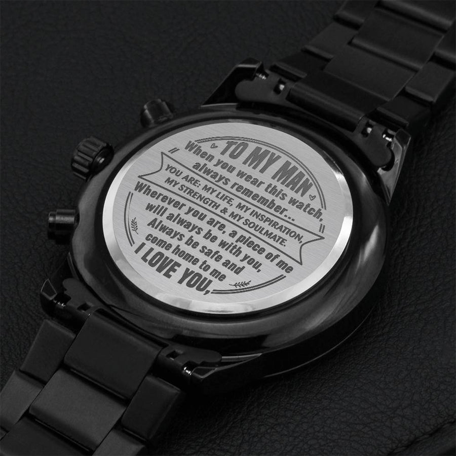 Gift For Your Man - Come Home To Me - Watch Engraving Chronograph Watch