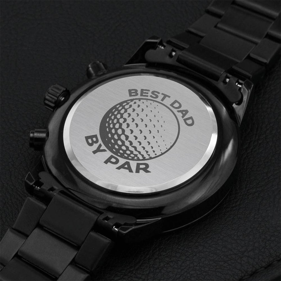 Best Dad By Par Funny Fathers Day Golf Engraving Chronograph Watch
