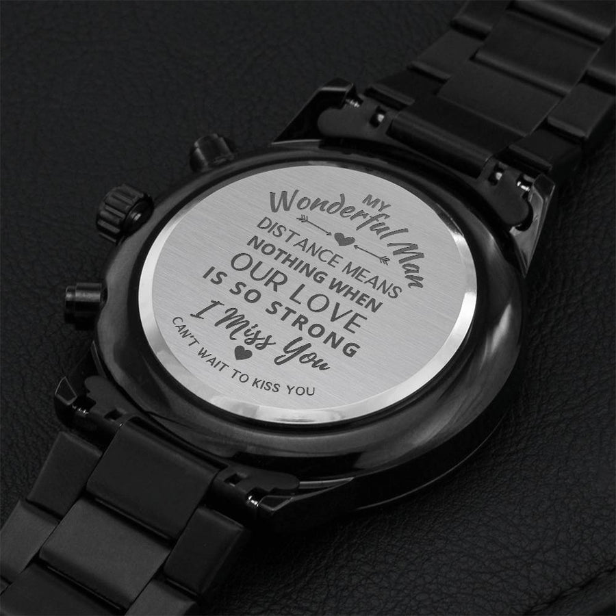 Long Distance Relationship Gift For Boyfriend Ldr Gift For Him Miss You Engraved Watch For Boyfriend Engraving Chronograph Watch