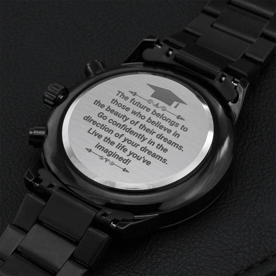 Perfect Graduation Gift - Live The Life You Imagined Premium Waterproof Watch Engraving Chronograph Watch