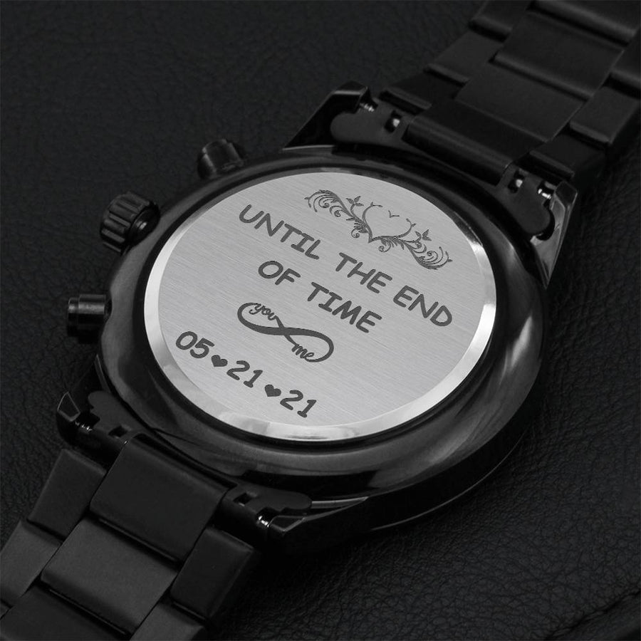 Black Chronograph Watch For You Man Engraving Chronograph Watch