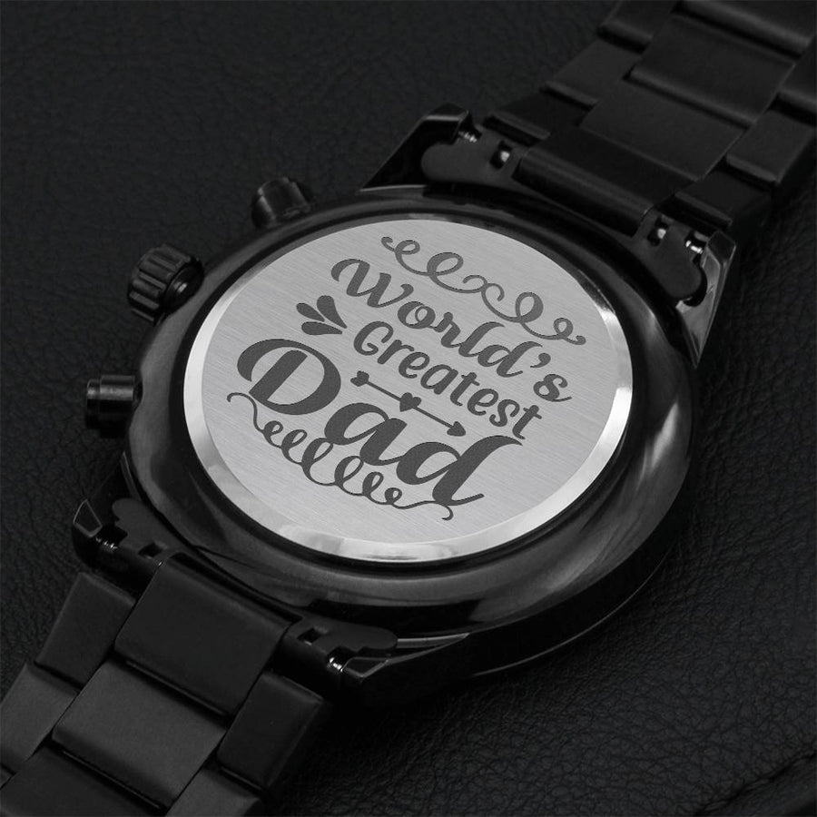 Worlds Greatest Dad Fathers Day Sensitive Gift For Your Special One Engraving Chronograph Watch