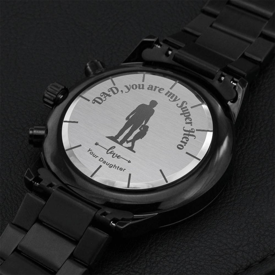 Dad You Are My Super Hero Engraving Chronograph Watch