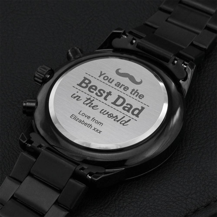 Best Dad In The World Watch Engraving Chronograph Watch