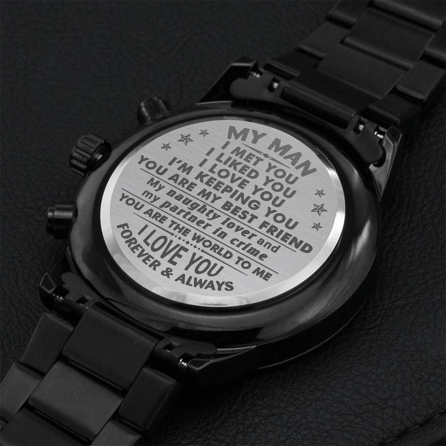 Gift For Your Man - Keeping You - Watch Engraving Chronograph Watch
