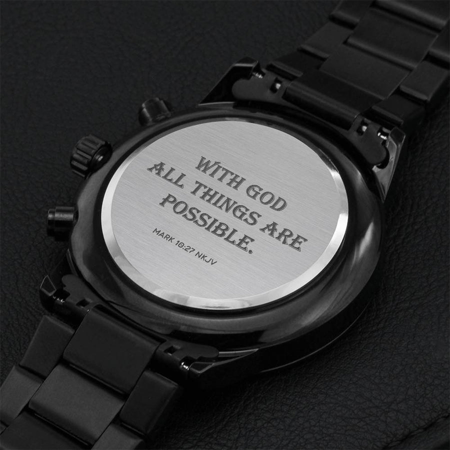 Gift For Son Bible Quote Engraving Chronograph Watch