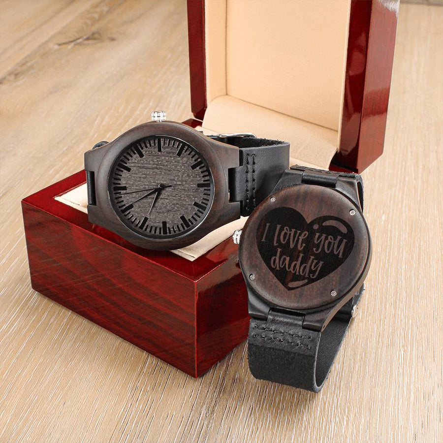 I Love You Daddy Watch - Father's Day Gift For Dad I Love You Engraved Watch Men's Watch Gifts F Engraved Wooden Watch