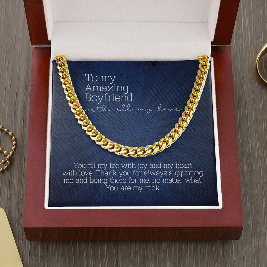 To My Amazing Boyfriend, Cuban Link Chain Necklace From Girlfriend, Gift for Him