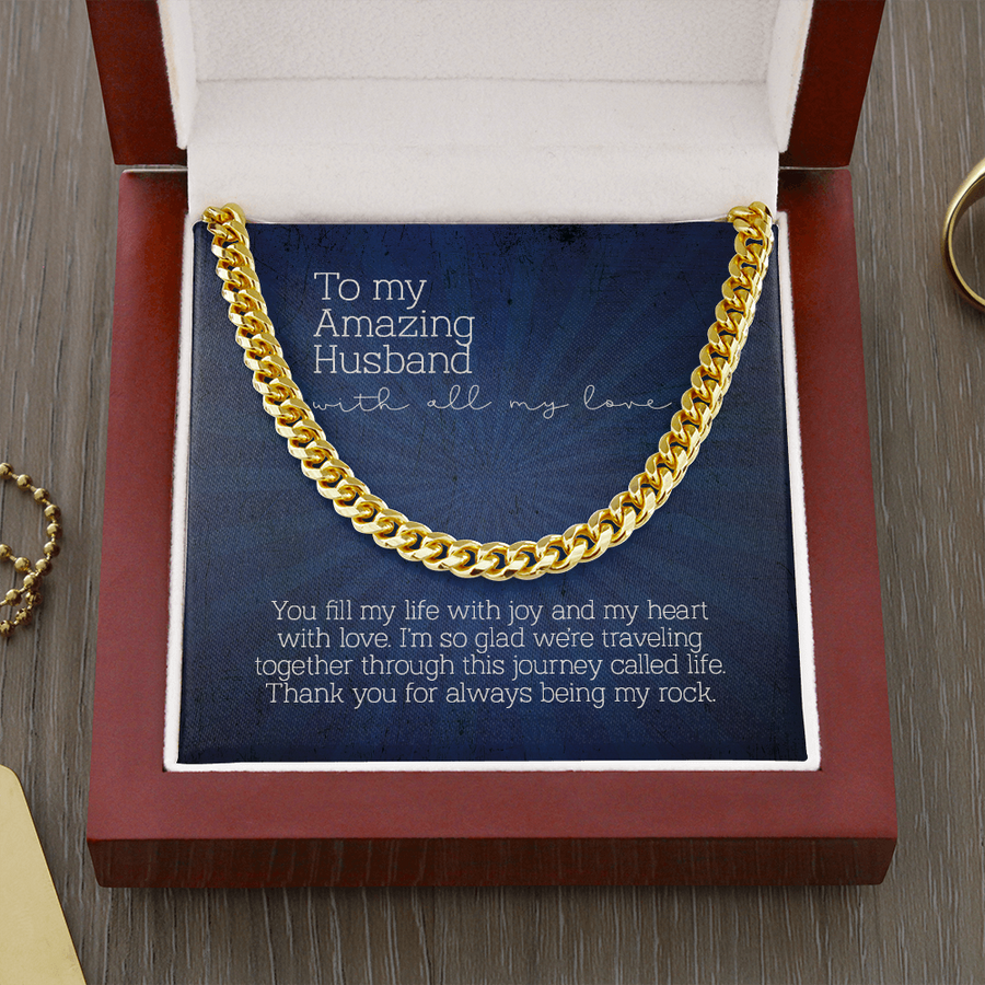 To My Amazing Husband Cuban Link Chain Necklace, Gift For Husband From Wife