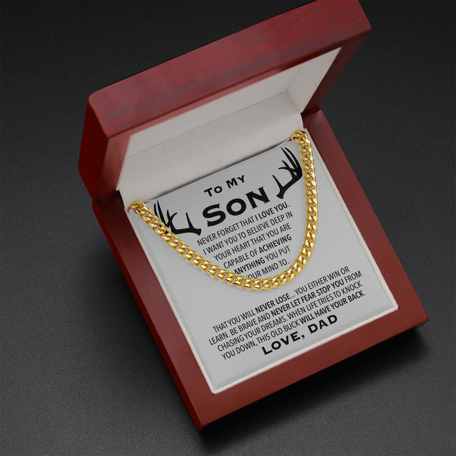 To My Son Link Chain Necklace Cuban Link Chain