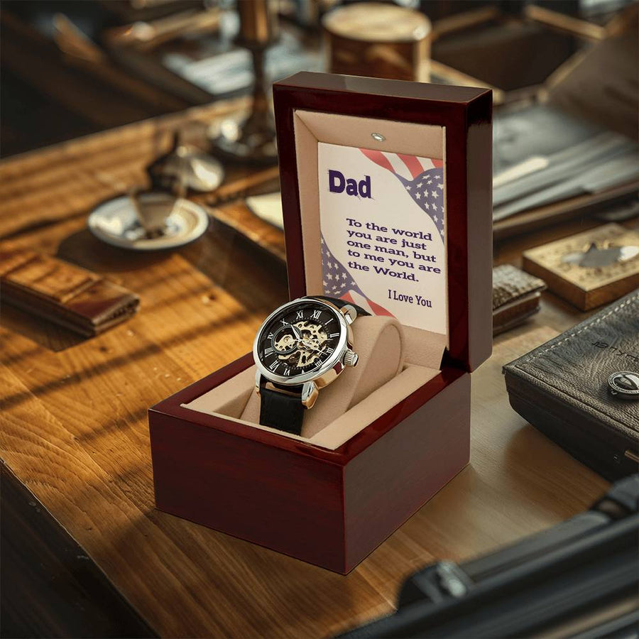 Wrist Watch For Dad Men's Openwork Watch Father's Day Gift From Daughter Gift From Son Dad Birthday Gift Watch With Message Card