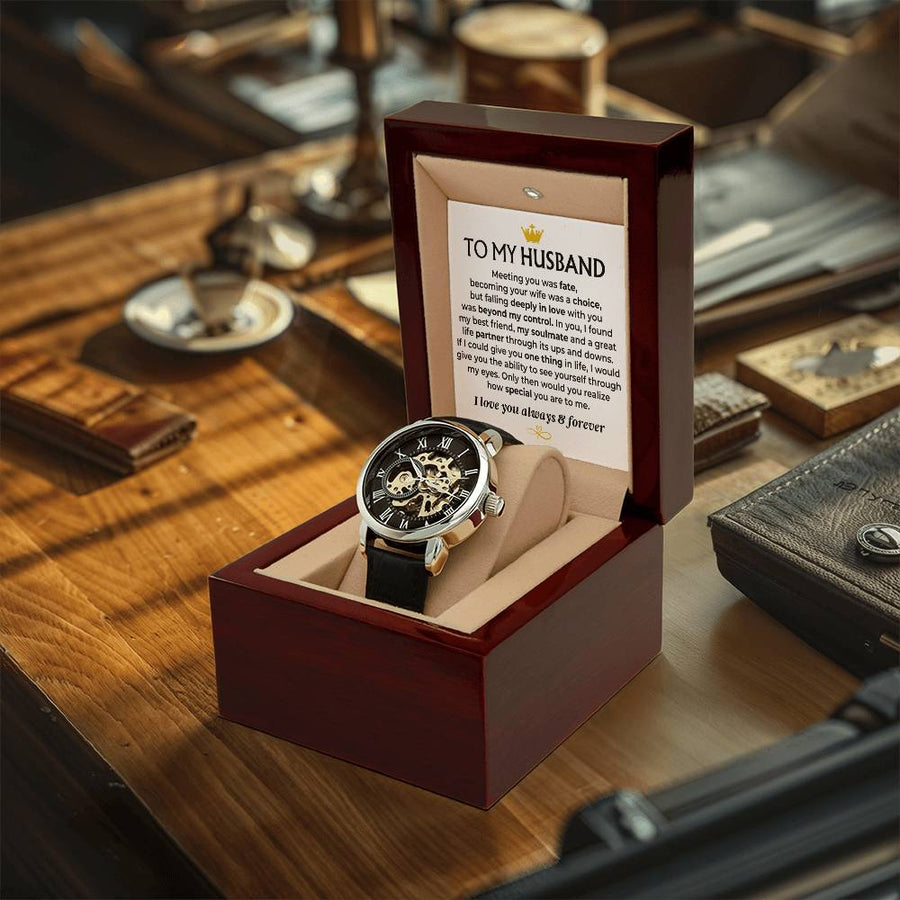 To My Husband Love You Forever Braided Openwork Watches Gift Set