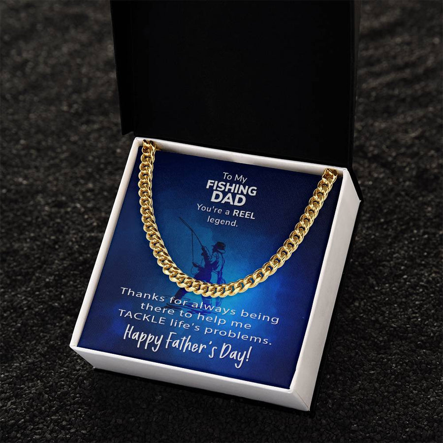 Cuban Link Chain Men To My Fishing Dad Gift For Fishing Dad Father's Day Gift Necklace To Dad From Son Daughter