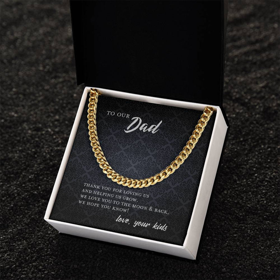 To Dad From Kids Father's Day Gift Cuban Chain Necklace Cuban Link Chain