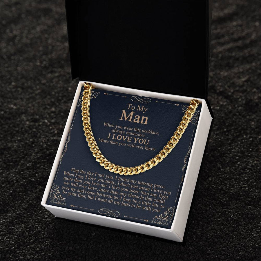 To My Man Necklace Boyfriend Cuban Chain Necklace Boyfriend Birthday Boyfriend Anniversary Romantic Gift For Boyfriend Cuban Link Chain