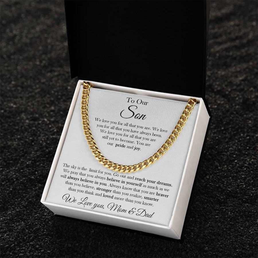 To Our Son Chain Necklace Gift To Son From Mom And Dad Birthday Graduation Gift For Son Cuban Link Chain