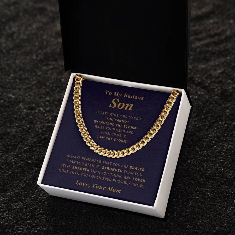 To My Badass Son Necklace To Son From Mom Son Birthday Gift Christmas Gift Necklace For Boy Cuban Link Chain