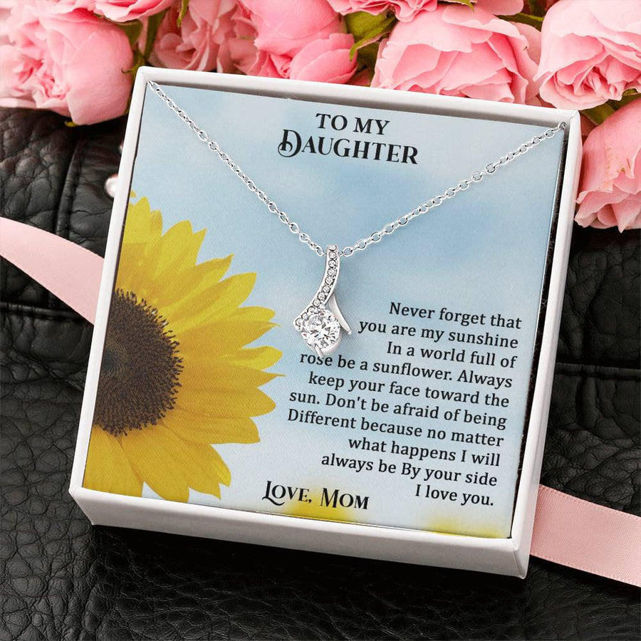 Roses Sunflower Face Sun 14K White Gold Finish Alluring Beauty Necklace Jewelry Perfect Gift for Beautiful Daughter Birthday