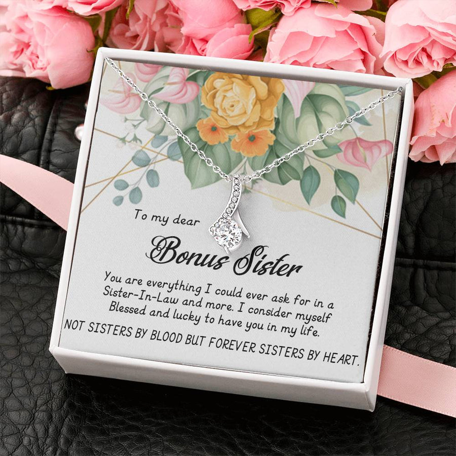 Blessed Lucky Bonus Sister 18K Yellow Gold Finish Alluring Beauty Necklace Jewelry Sister-In-Law Geometric Floral Theme