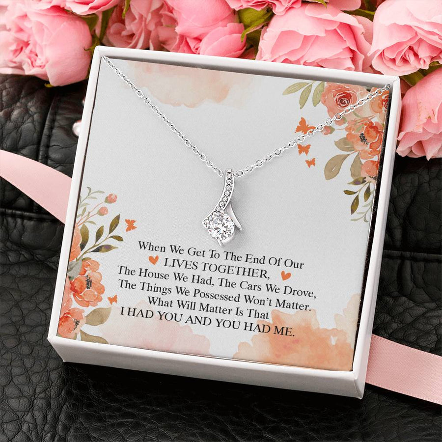 I Had You and You Had Me Always 14K White Gold Finish Alluring Beauty Necklace Jewelry Romantic Gift for Wife Birthday