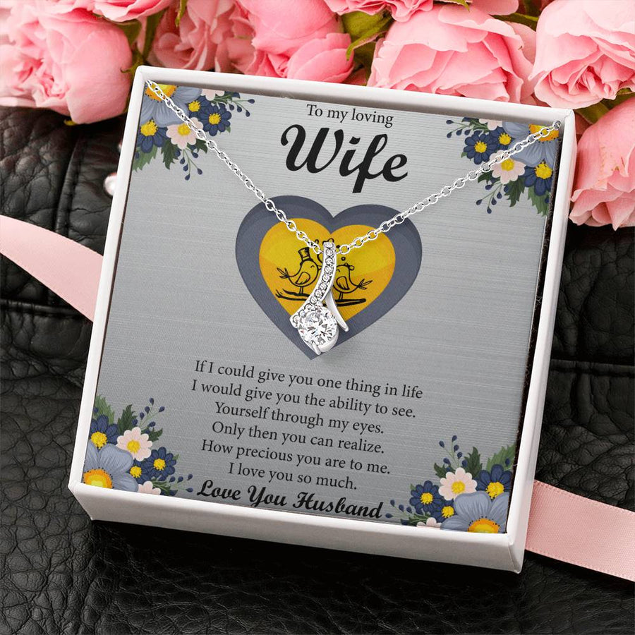 Love You So Much My Wife 18K Yellow Gold Finish Alluring Beauty Necklace Jewelry Romantic Gift for Loving Wife Special Day