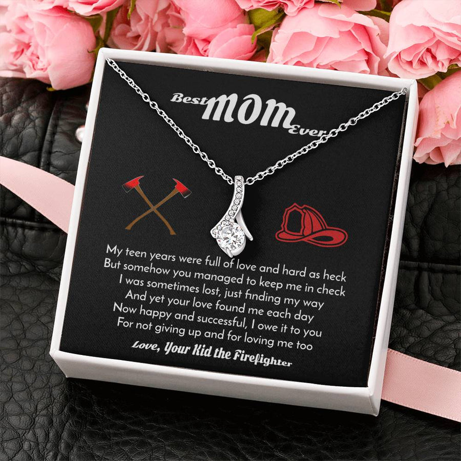 Heroic Perseverance Firefighter’s Gratitude 18K Yellow Gold Finish Alluring Beauty Necklace Jewelry Heartfelt Gift for Amazing Mom Birthday