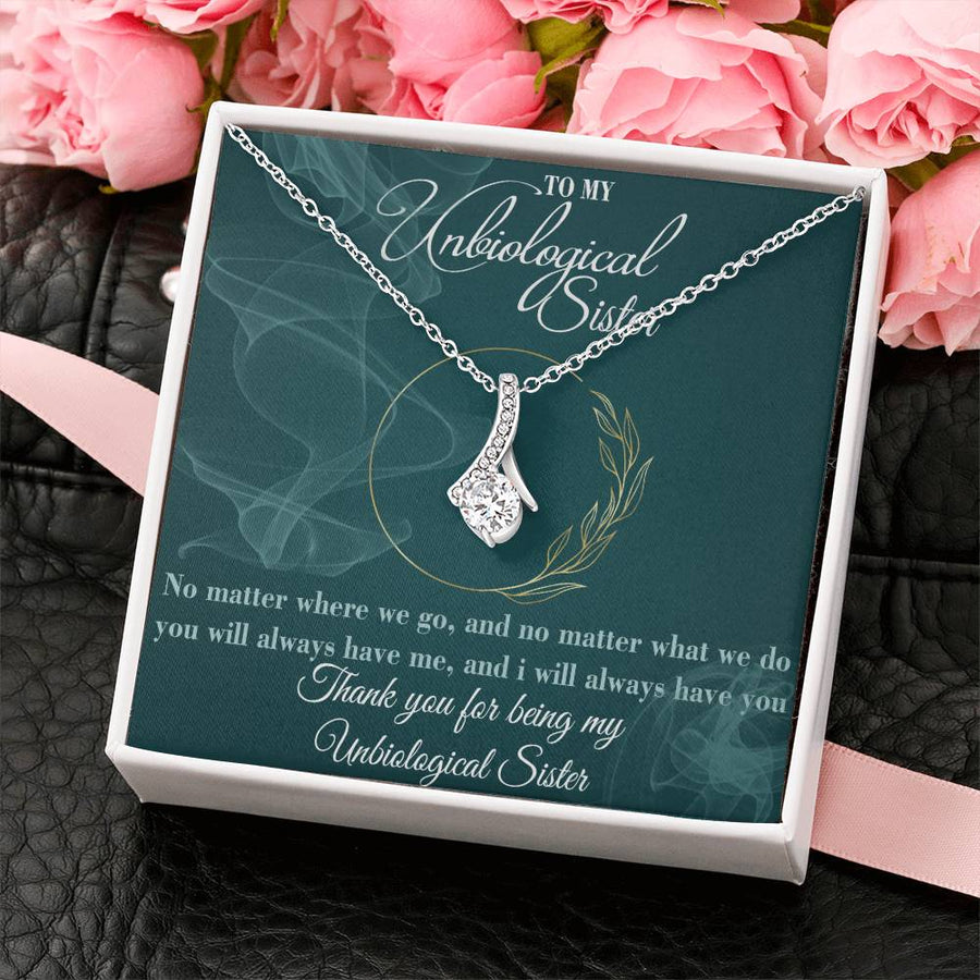 No Matter Where We Go Unbiological Sister Gift 18K Yellow Gold Finish Alluring Beauty Necklace Friendship Bond Keepsake for Best Friend