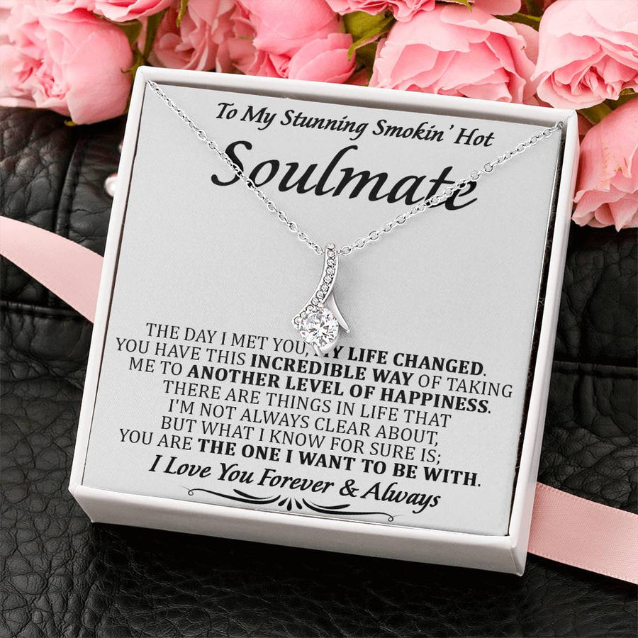 My Life Changed The Day I Met You 18K Yellow Gold Finish Alluring Beauty Necklace Jewelry Romantic Gift for Stunning Smokin’ Hot Soulmate