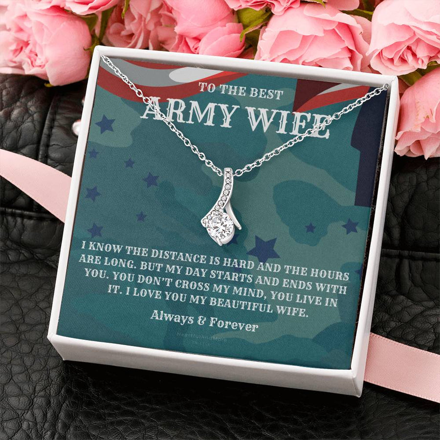 You Live In My Heart Army Wife 18K Yellow Gold Finish Alluring Beauty Necklace Jewelry Special Gift for Military Spouse