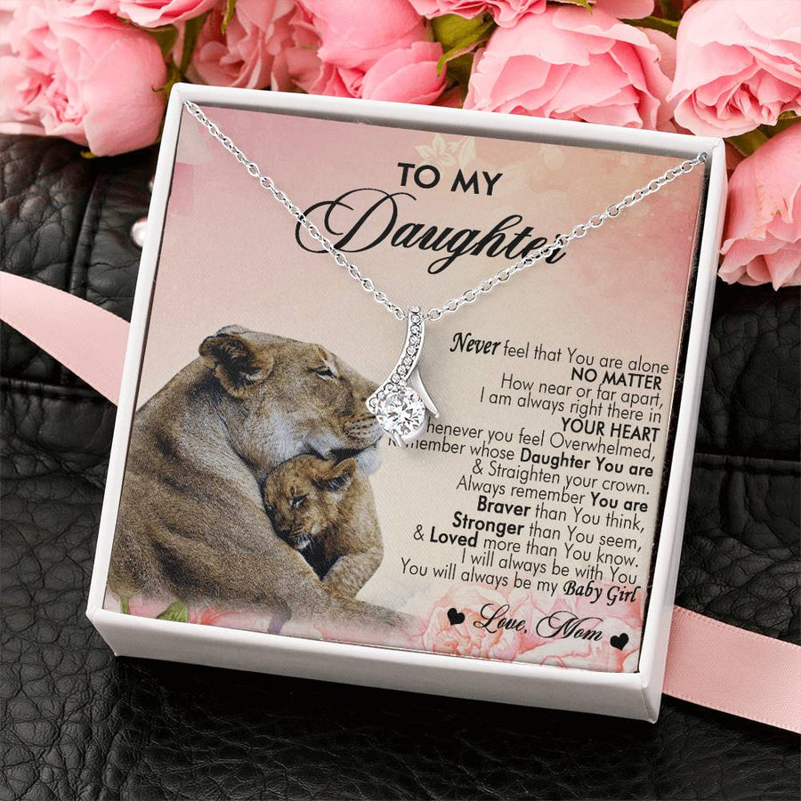 Daughter Never Feel Alone Always In Heart 18K Yellow Gold Finish Alluring Beauty Necklace Jewelry Beautiful Gift for Beautiful Daughter Birthday