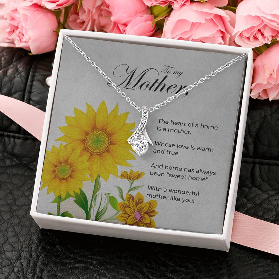 Heart of the Home Beautiful Mom Sunflower 18K Yellow Gold Finish Alluring Beauty Necklace Jewelry Warm Mother’s Day Gift for Radiant Mom