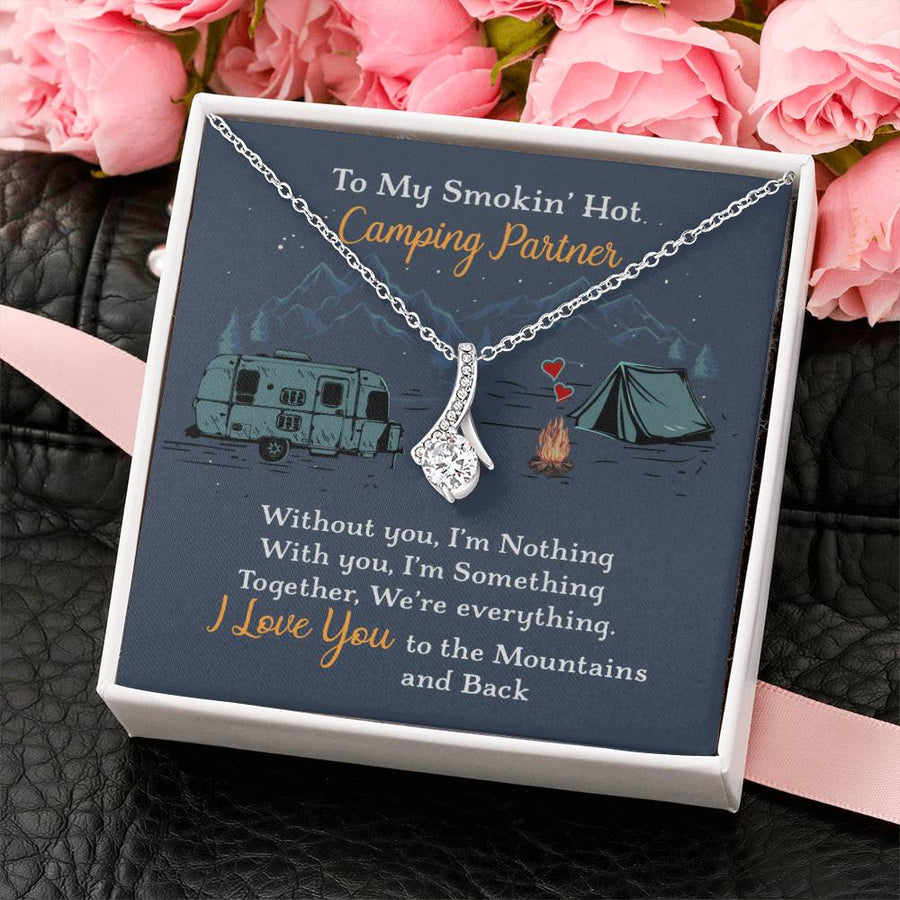 Smokin’ Hot Fire Tent Romance Gold Finish Alluring Beauty Necklace Jewelry Playful Present for Adventurous Soulmate Anniversary