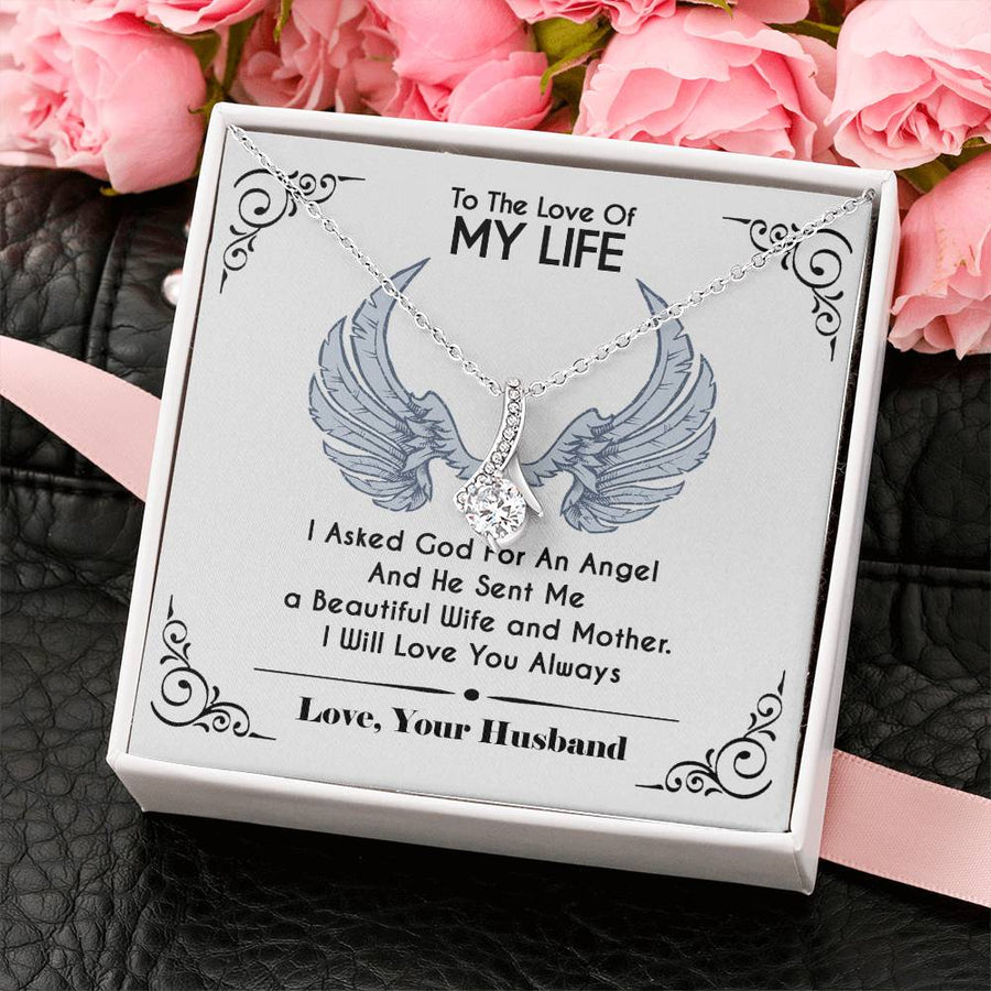 God Sent Me Beautiful Wife Mother 18K Yellow Gold Finish Alluring Beauty Necklace Jewelry Romantic Gift for Wife Angel Theme