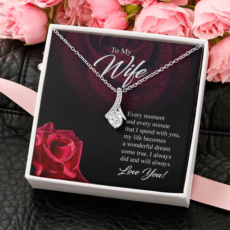 Every Moment With You Dream Wife 14K White Gold Finish Alluring Beauty Necklace Jewelry Heartfelt Present for Stunning Wife Birthday