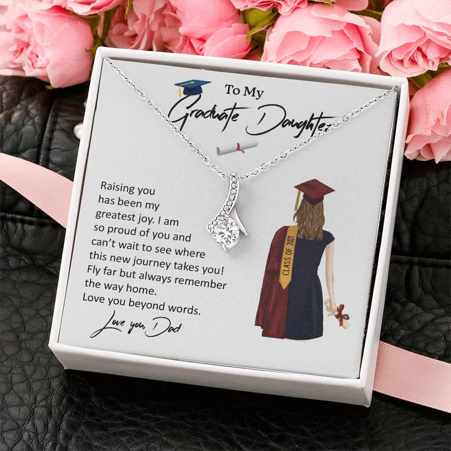 Remember the Way Home Graduate Daughter 18K Yellow Gold Finish Alluring Beauty Necklace Jewelry Cherished Present from Devoted Dad Graduation