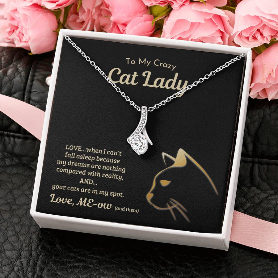 Crazy Cat Lady Midnight Purring Moments 18K Yellow Gold Finish Alluring Beauty Necklace Jewelry Beautiful Gift for Cat Lover Birthday
