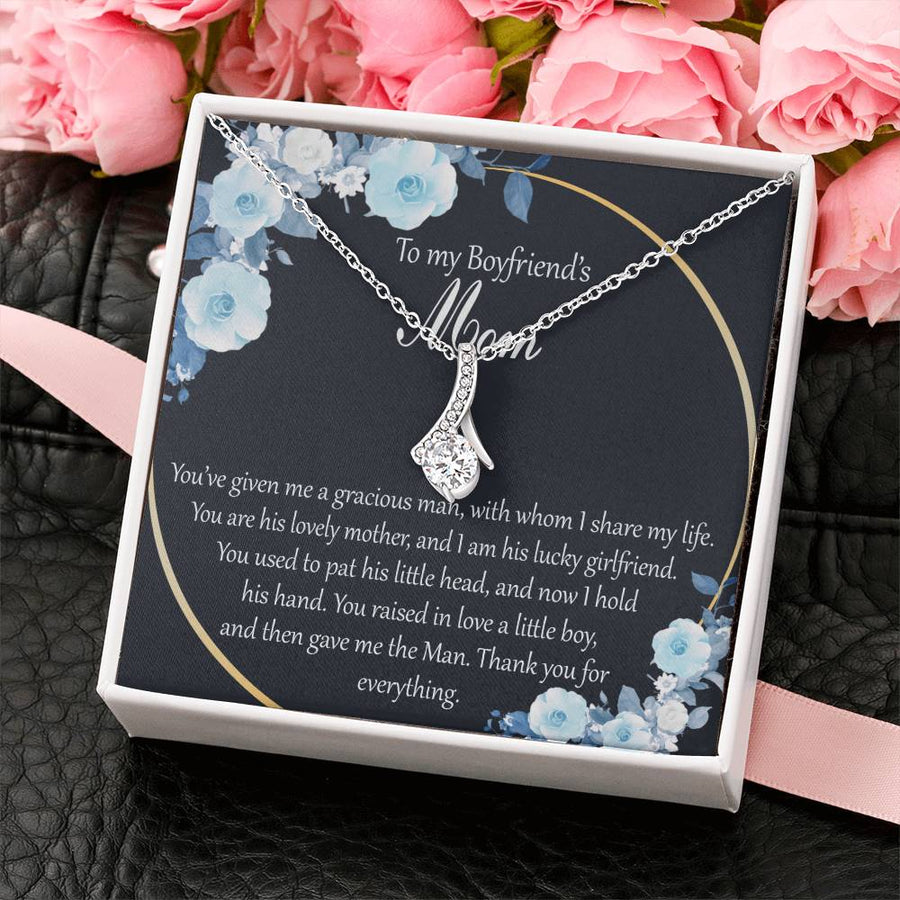You’ve Given Me A Gracious Man 18K Yellow Gold Finish Alluring Beauty Necklace Jewelry Heartfelt Gift for Boyfriend’s Mom from Girlfriend