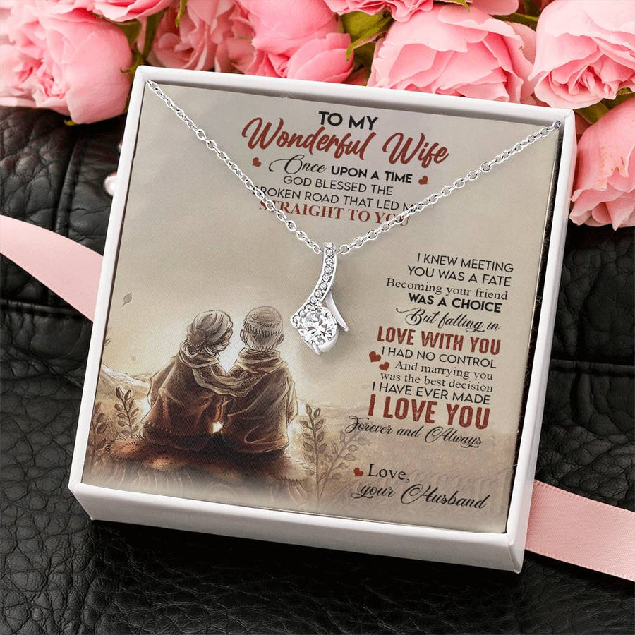 Wonderful Wife Broken Road Led Straight You 18K Yellow Gold Finish Alluring Beauty Necklace Jewelry Beautiful Gift for Beautiful Wife Anniversary