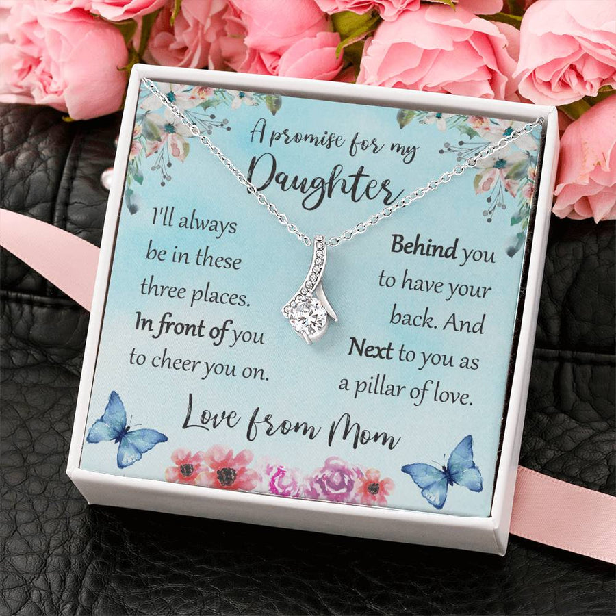 Always With You Promise Beautiful Daughter 18K Yellow Gold Finish Alluring Beauty Necklace Jewelry Heartfelt Gift from Mom for Cherished Daughter