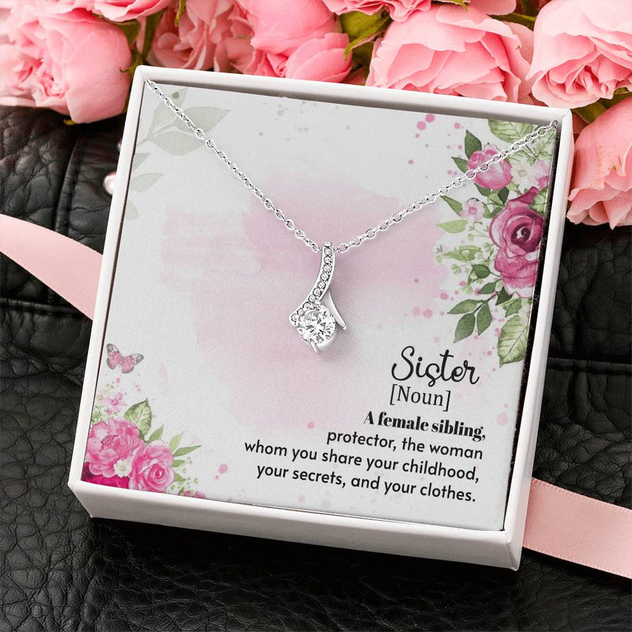 Best Sister Childhood Stories Beautiful Bond 18K Yellow Gold Finish Alluring Beauty Necklace Jewelry Heartfelt Gift for Elegant Sister Birthday