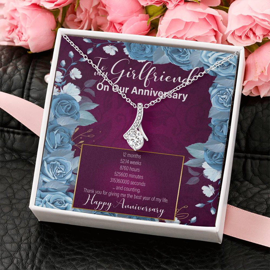 Milestone Love Blue Roses Girlfriend 1st Anniversary 18K Yellow Gold Finish Alluring Beauty Necklace Jewelry Perfect Romantic Gift for Alluring Girlfriend