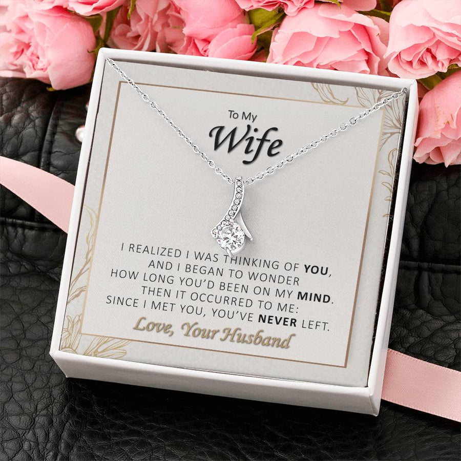 You’ve Never Left My Mind 14K White Gold Finish Alluring Beauty Necklace Jewelry Romantic Gift for Beloved Wife Anniversary