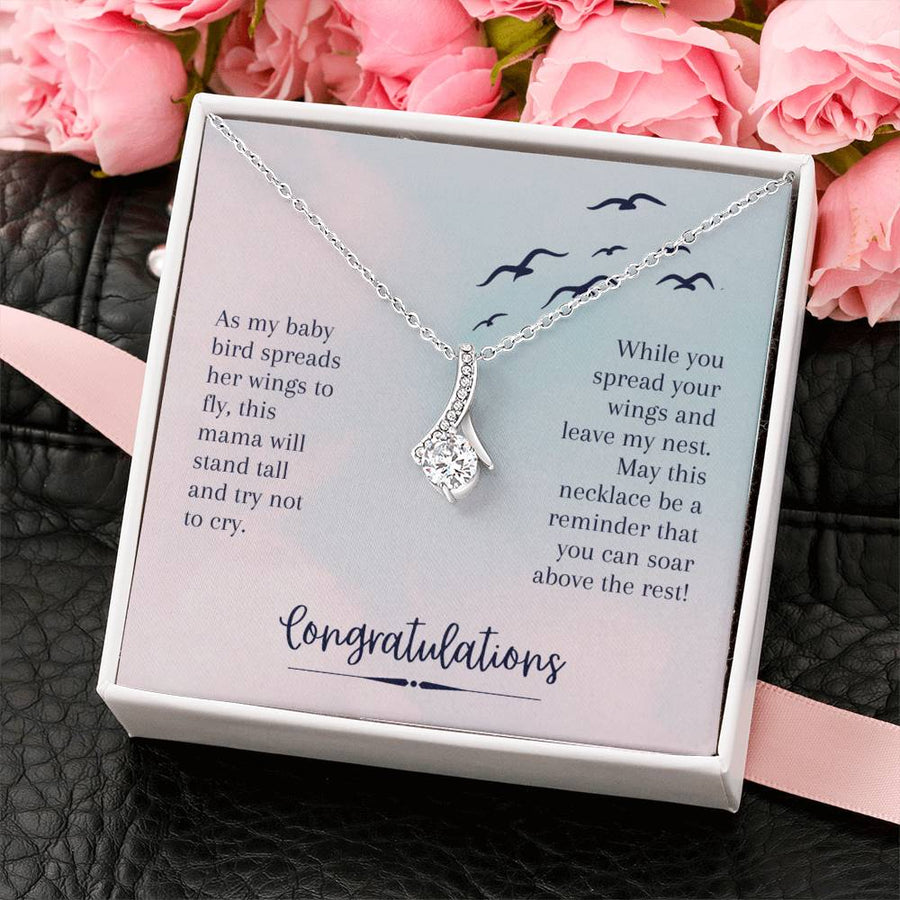 Spreading Wings Soar Above Graduation Daughter 18K Yellow Gold Finish Alluring Beauty Necklace Jewelry Empowering Gift from Proud Mom Graduation Day