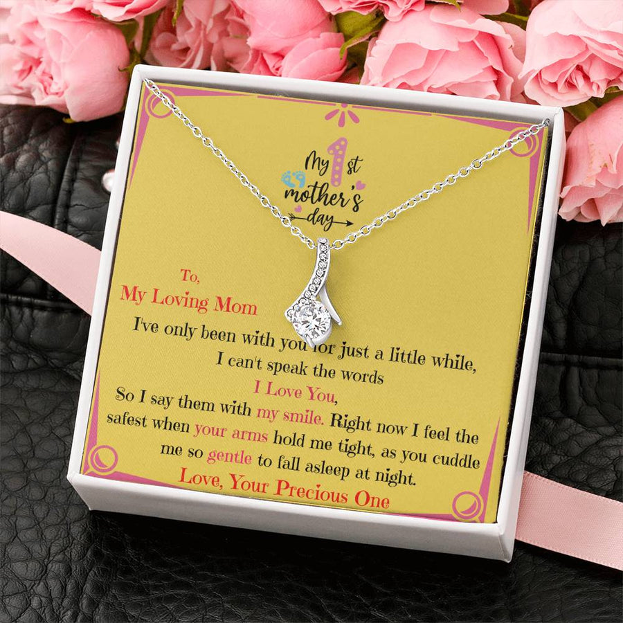 Precious One to Loving Mom First Mother’s Day 18K Yellow Gold Finish Alluring Beauty Necklace Jewelry Heartfelt Gift for Beautiful New Mom Occasion