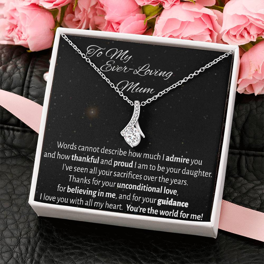 Unconditional Love Guidance Mum 14K White Gold Finish Alluring Beauty Necklace Jewelry Stunning Gift for Loving Mom Birthday